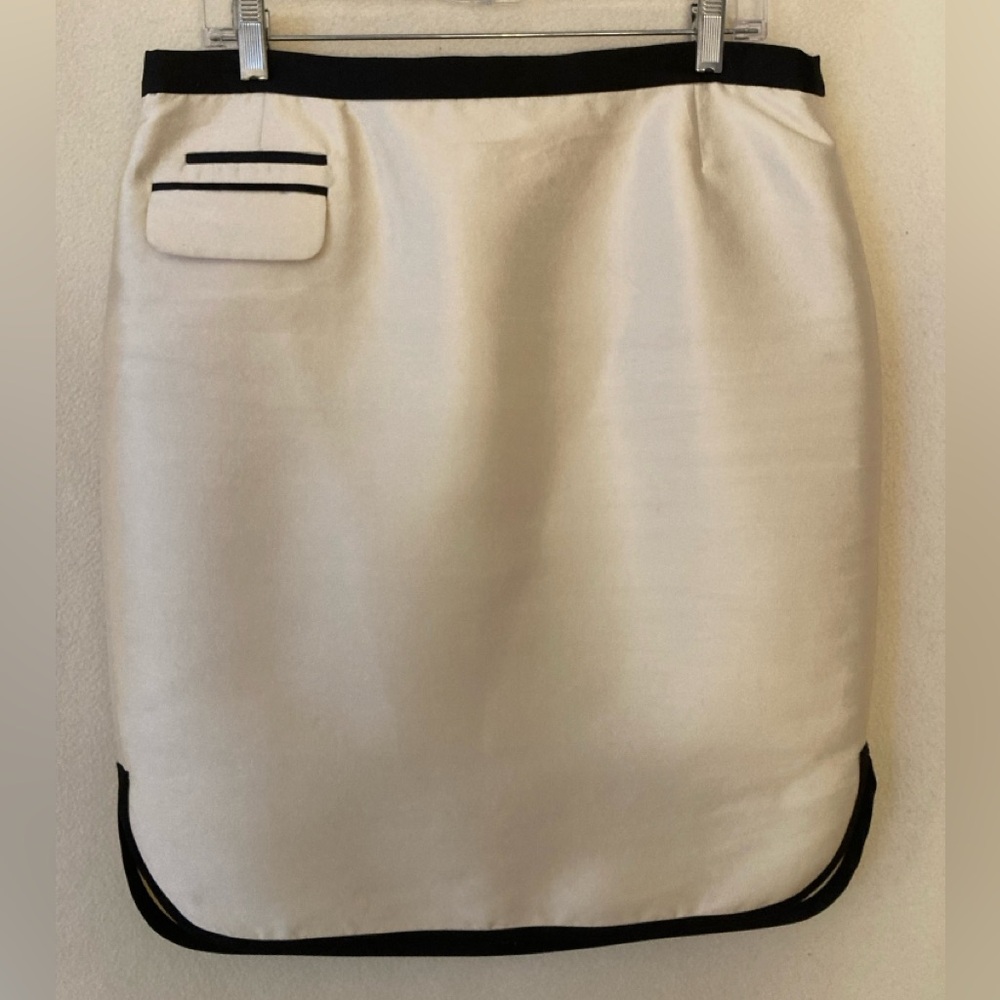 J Crew silk & wool tuxedo skirt in ivory